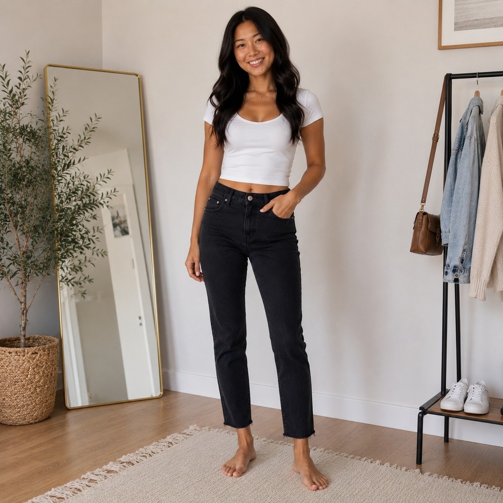 Paige Hoxton Ankle Jeans Women 27 Black High Rise Raw Hem Skinny Stretch Denim
